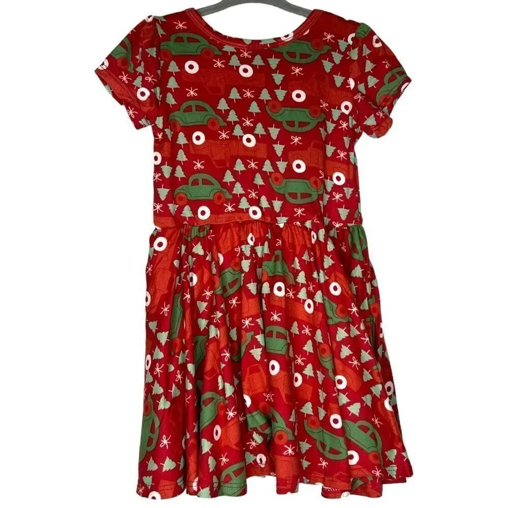 NEW Dot Dot Smile Red Christmas Cars Trucks Cap Sleeve Dress 2T